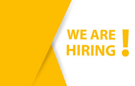 We are hiring hanging signs on yellow background education concept for business, marketing, flyers, banners, presentations and posters. illustrationのイラスト素材
