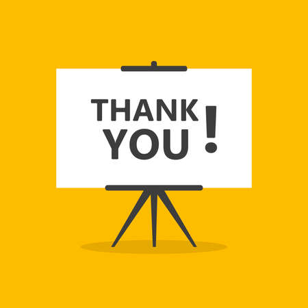 Thank you presentation whiteboard sign on yellow background for business, marketing, flyers, banners, presentations and posters. vector illustrationのイラスト素材