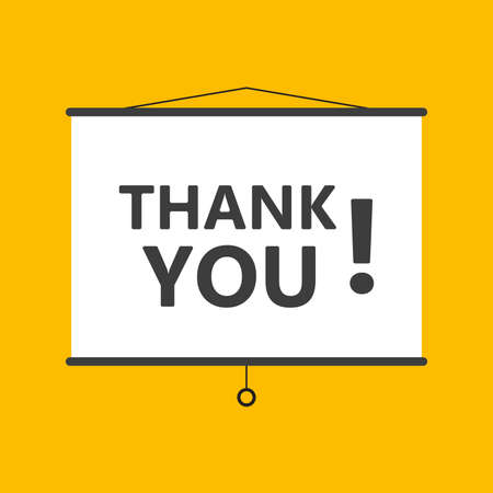Thank you hanging presentation screen sign on yellow background for business, marketing, flyers, banners, presentations and posters. vector illustrationのイラスト素材