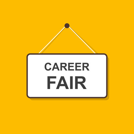 career fair hanging sign vector human resource management concept for flyers, banners, presentations and posters.のイラスト素材
