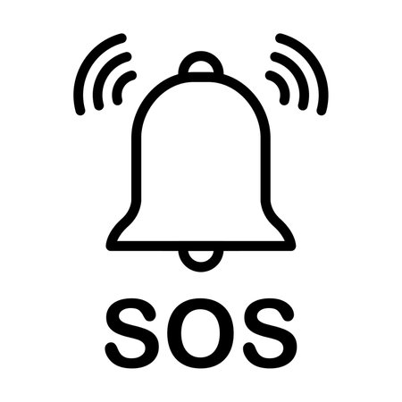 SOS bell icon vector emergency alarm help symbol for graphic design, logo, website, social media, mobile app, UI illustrationのイラスト素材