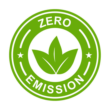 Zero emission icon vector CO2 neutral green sign for your web site design, logo, app, UI.illustrationのイラスト素材