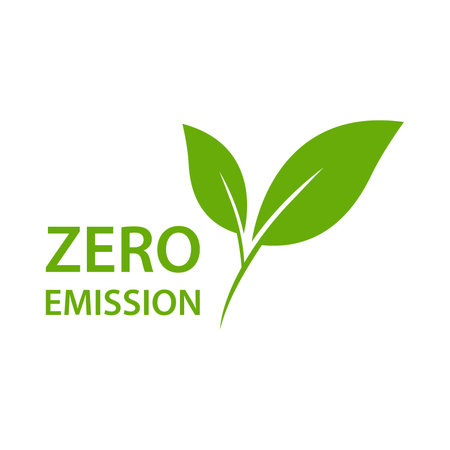 Zero emission icon vector CO2 neutral green sign for your web site design, logo, app, UI.illustrationのイラスト素材
