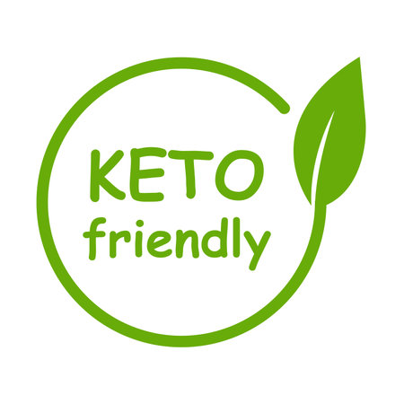 keto friendly diet healthy food label icon vector for graphic design, logo, website, social media, mobile app, UI illustrationのイラスト素材