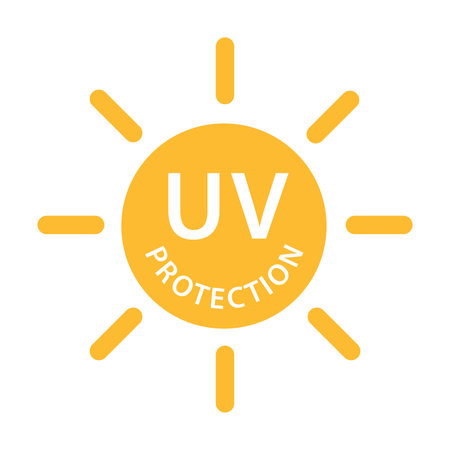 UV radiation protection icon vector solar ultraviolet light symbol for graphic design, logo, website, social media, mobile app, UI illustration.のイラスト素材
