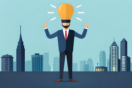 Businessman in formal suit with light bulb in his head Idea conceptの素材