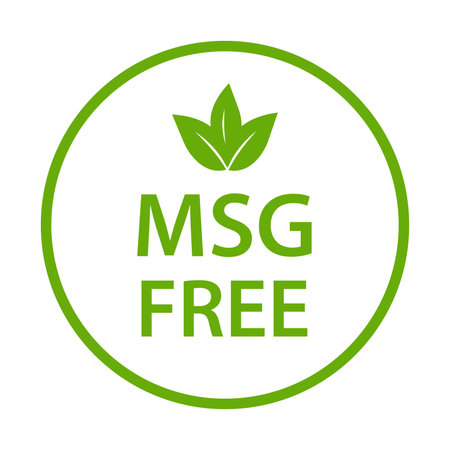 MSG FREE icon vector. Glutamate no added food package sign for your website design, logo, app, UI.illustrationのイラスト素材