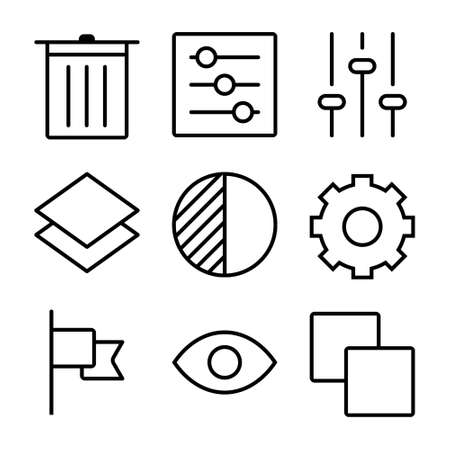 9 unique line iconsの写真素材