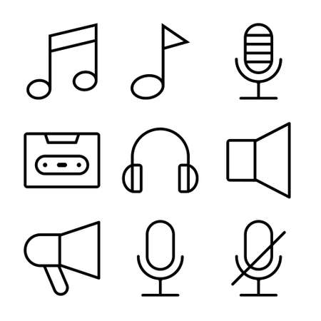 9 unique line iconsの写真素材