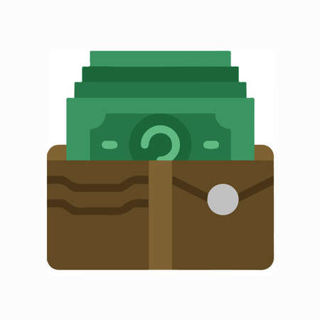 Money Cash and Wallet Icon Symbol Illustration in Flat and Modern Style available for your designsの写真素材