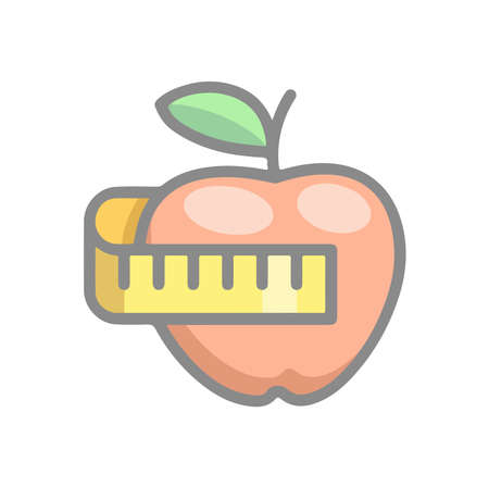 Loosing weight concept in the shape of apple and meter icon symbol Illustration in flat design and modern styleの写真素材