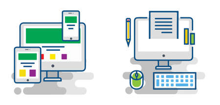 Business flat icons - Symbols Computer  Teach pencilの写真素材