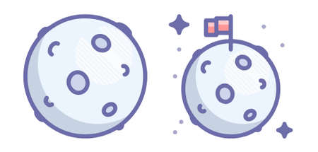 Flat Illustration icons - Earth planet world sun moon flagの写真素材