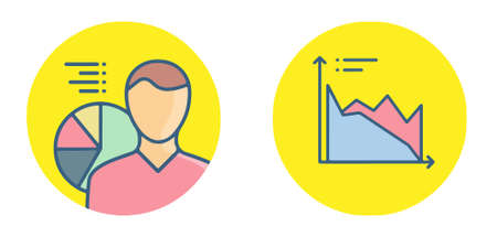 Business flat icons - Analysis man male avatar business chart diagram graph growth report iconの写真素材