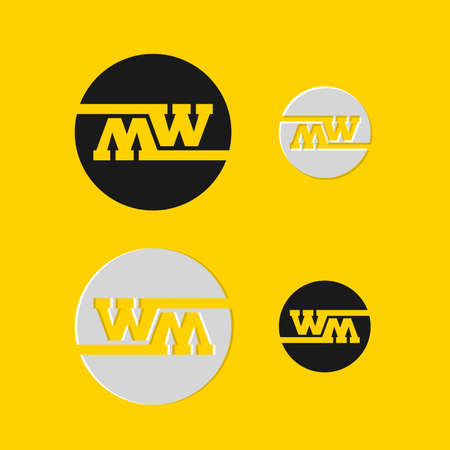 logo icon simple silhouette letter m w in circleのイラスト素材