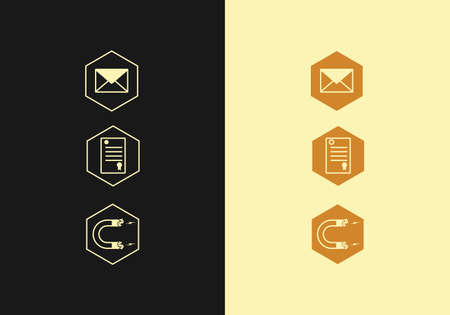 marketing strategy icon , email marketing . sales page landing page , lead generationのイラスト素材