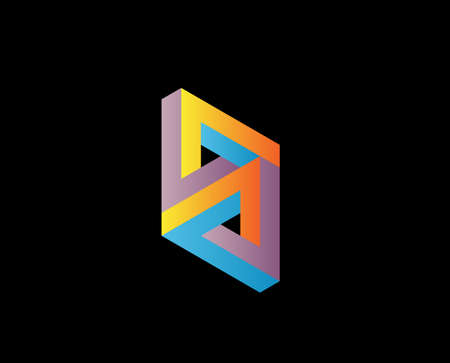 Abstract Geometry isometric Love Cube box logo design concept M.W.X.Infinite shapeのイラスト素材