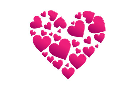 Lettering Happy Valentines Day banner. Valentines Day greeting card template with typography text happy valentines day and red heart and line on background. Vector illustrationのイラスト素材