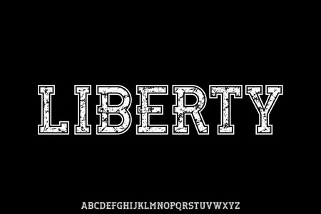 Strong varsity font vector with grunge textureのイラスト素材