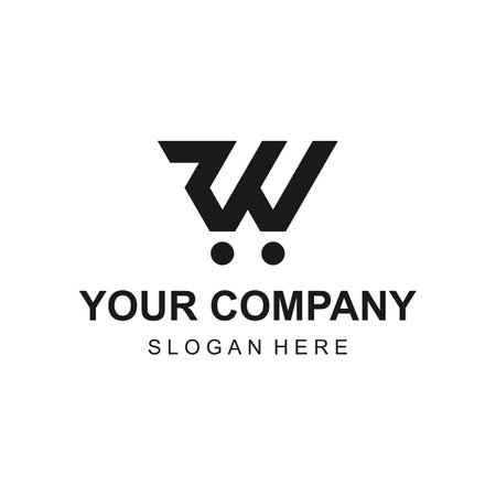 Modern geometric letter W trolley logo design vectorのイラスト素材