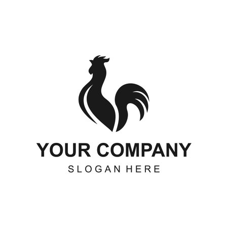 Elegant silhouette rooster logo design vector illustrationのイラスト素材