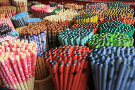 Chopsticks in a market in Chinatown, Singaporeの写真素材