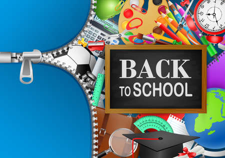 Back to school background, vector illustration.のイラスト素材