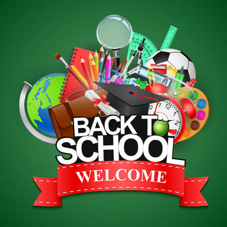 Back to school background, illustration.の写真素材