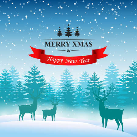 merry christmas and happy new yearのイラスト素材