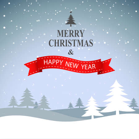 Merry Christmas Landscape. Vector illustrationのイラスト素材