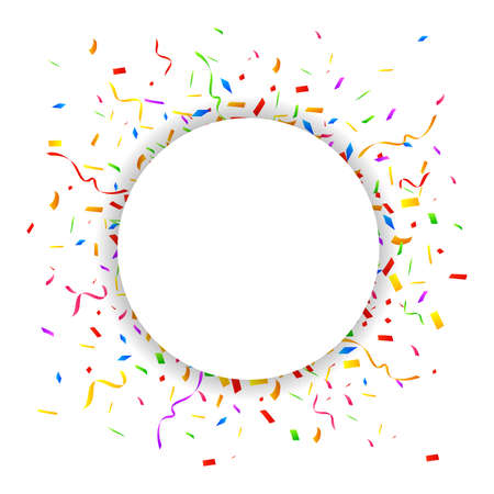 Colorful confetti on white backgroundのイラスト素材