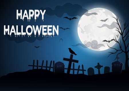 Halloween, with a grave background,vector illustrationのイラスト素材