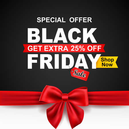 Black Friday sale with red ribbon. illustrationの写真素材