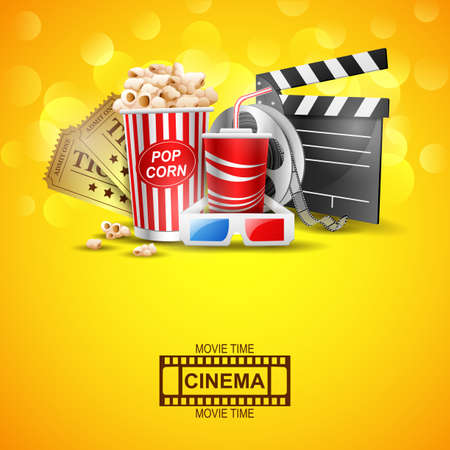 Cinema design above background yellow.vector illustrationのイラスト素材