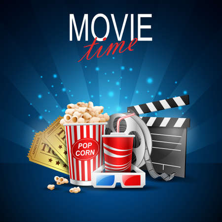 movie design above background blue.vector illustrationのイラスト素材