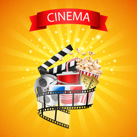Cinema design above background yellow.vector illustrationのイラスト素材