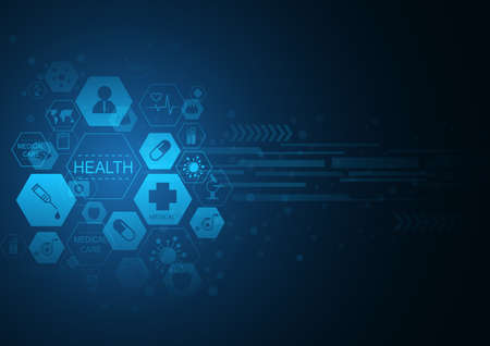 Abstract blue background. health care icon pattern medical innovation concept design.Vector illustration.のイラスト素材