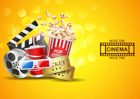 Cinema design above background yellow. illustrationの写真素材