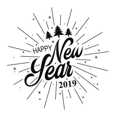 Happy New Year 2019.  illustrationの写真素材