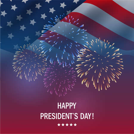 Happy Presidents day USA with fireworks background. vector illustrationのイラスト素材