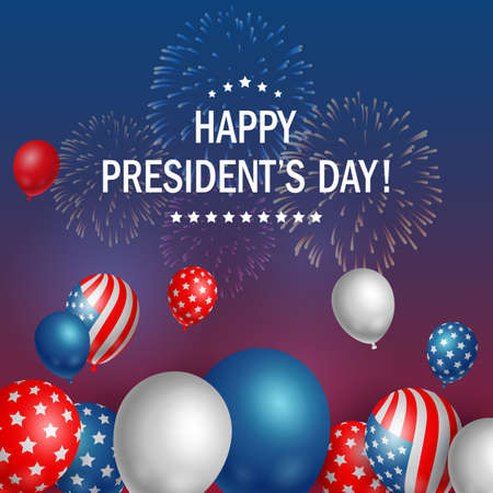 Happy Presidents day USA with fireworks background. Illustrationの写真素材