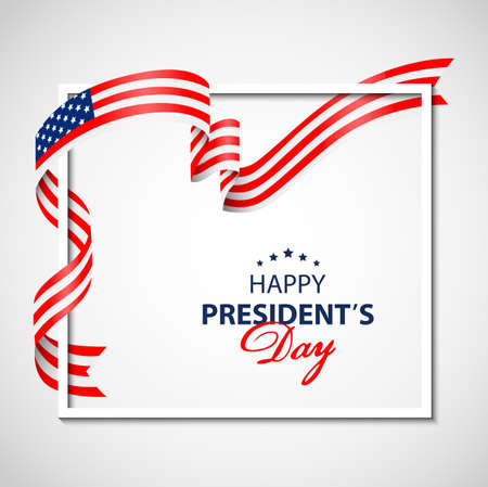 Happy Presidents Day background with white frame and flag USA. illustrationの写真素材