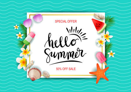 Summer sale template banner. vector illustrationのイラスト素材