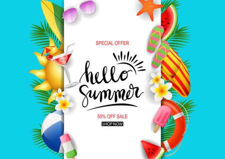 Summer sale template banner. vector illustrationのイラスト素材
