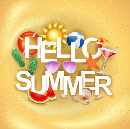 summer sale with beach sand background. vector illustrationのイラスト素材