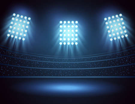 Stadium lights and Three spotlights field. Vector illustrationのイラスト素材