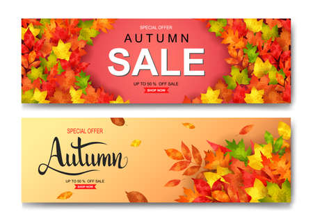 Autumn sale design template. Vector illustrationのイラスト素材
