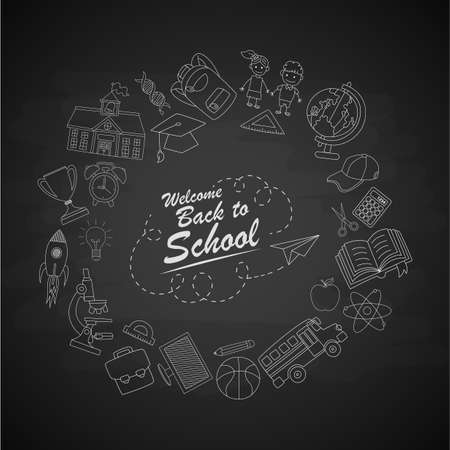 Back to school with black chalkboard. illustrationの写真素材
