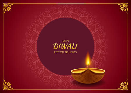 Diwali Hindu festival greeting card. Vector illustrationのイラスト素材