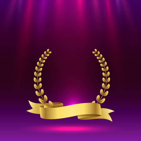 Golden award sign with purple background. Illustrationの写真素材